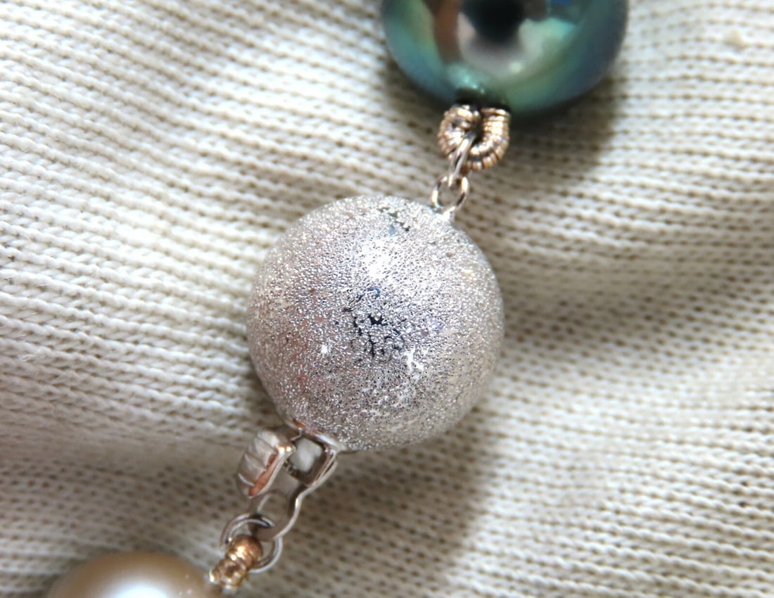 GIA certified Natural Multicolor Tahitian Saltwater Pearls necklace 14.4m 14k** - 7