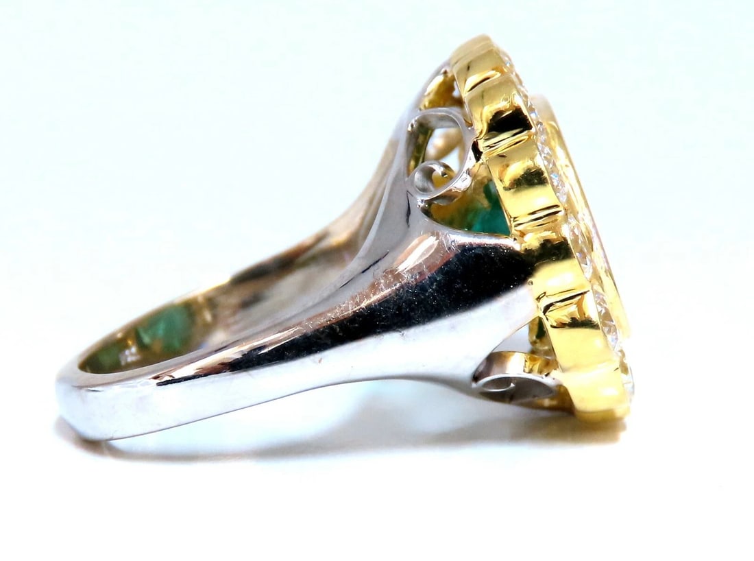 GIA Certified: 4.70ct Natural Emerald Diamonds Ring 18kt Cluster (F2) - 2