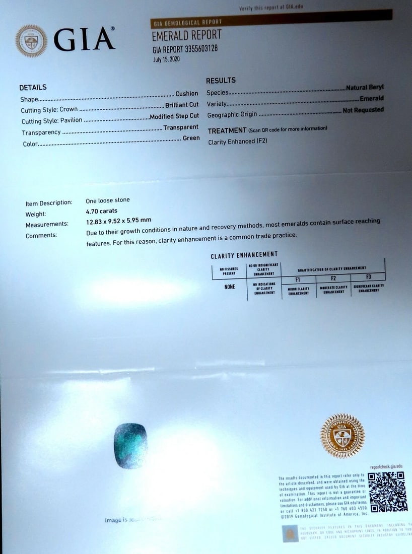 GIA Certified: 4.70ct Natural Emerald Diamonds Ring 18kt Cluster (F2) - 8