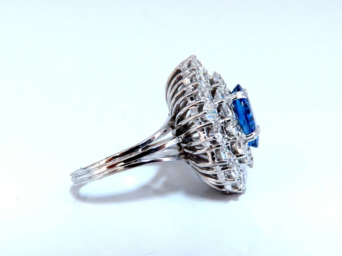 GIA Certified 3.55ct Natural No Heat Blue Sapphire Cocktail Cluster Ring 18kt - 3