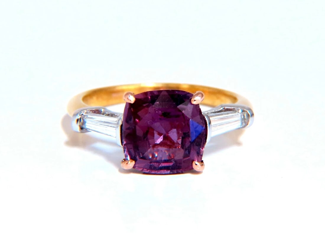 GIA Certified 3ct Natural purple pink Sapphire Diamonds Ring 18kt plat (1 of 7)