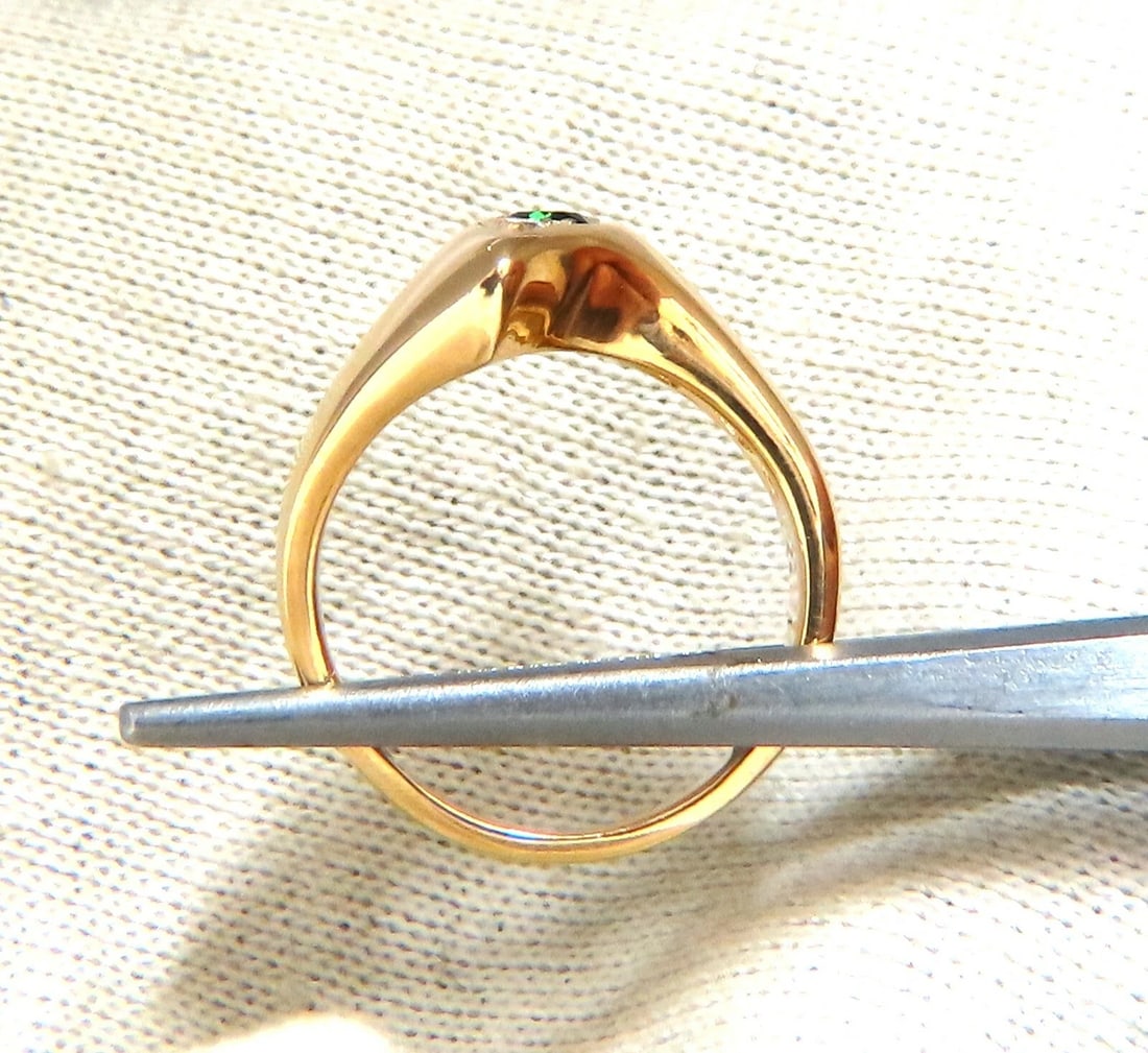 Natural green tsavorite garnet and diamonds ring 14 karat - 3