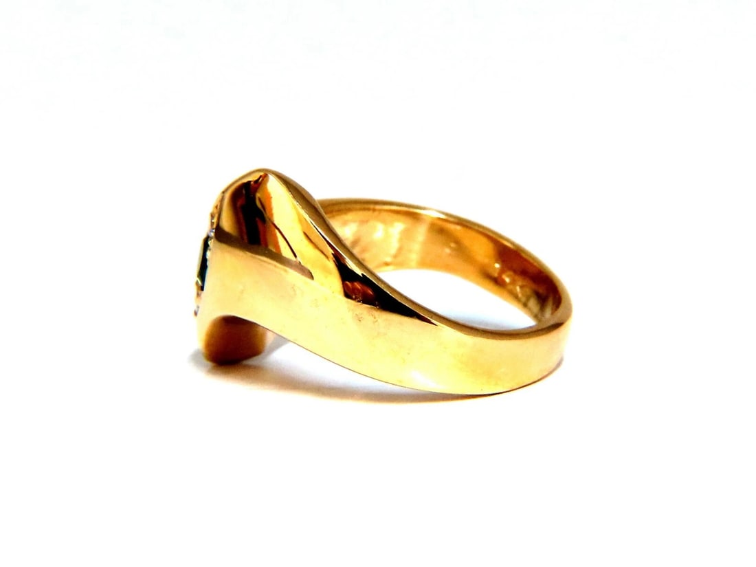 Natural green tsavorite garnet and diamonds ring 14 karat - 4