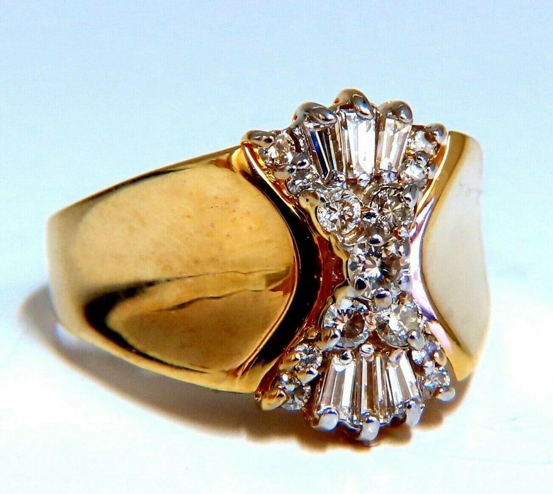 .70ct Natural Diamonds Shrimp Vintage Ring 14kt**: Title: .70ct Natural Diamonds Shrimp Vintage Ring 14kt** Description: Vintage Shrimp Cocktail Deco .70ct Natural Round Cut Diamonds. Vs-2 clarity I color. 14kt yellow gold 6.3 Grams Overall ring: 14.3