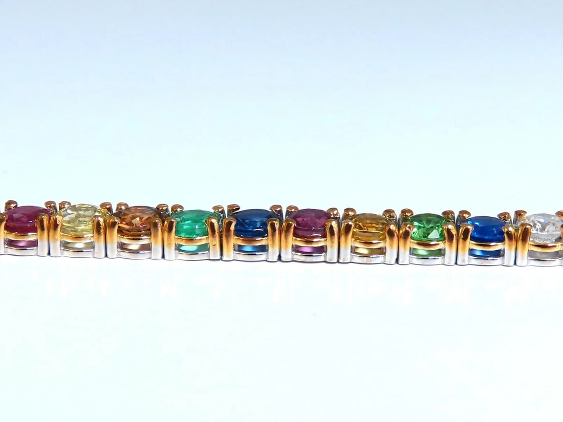 14.43Ct Natural Gem-Line Emerald Sapphire Ruby Bracelet 14Kt** - 3