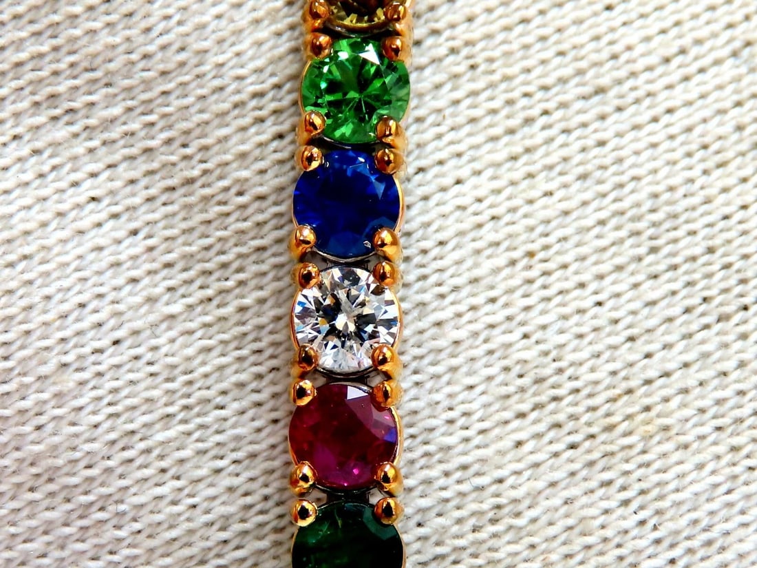 14.43Ct Natural Gem-Line Emerald Sapphire Ruby Bracelet 14Kt** - 4