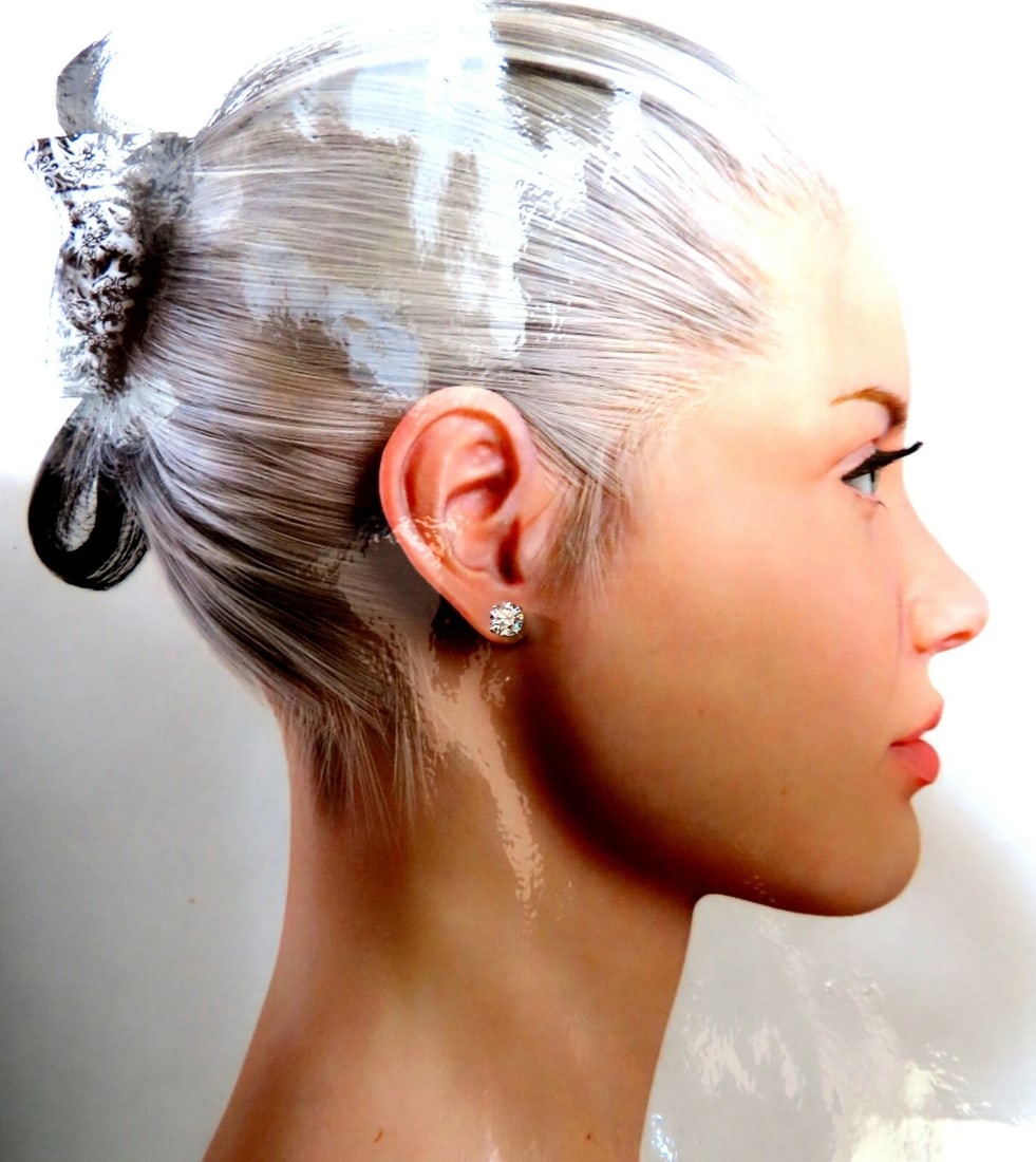 GIA Certified 2.00ct Natural Round Diamond Stud Earrings 14 Karat Ideal Ex** - 4