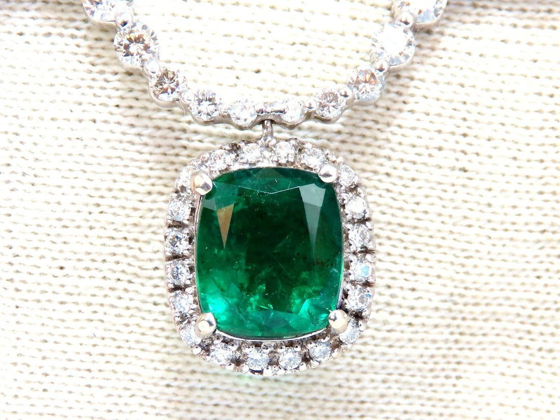 4.04ct Natural Emerald Diamonds Necklace 14kt Dangle ** - 3