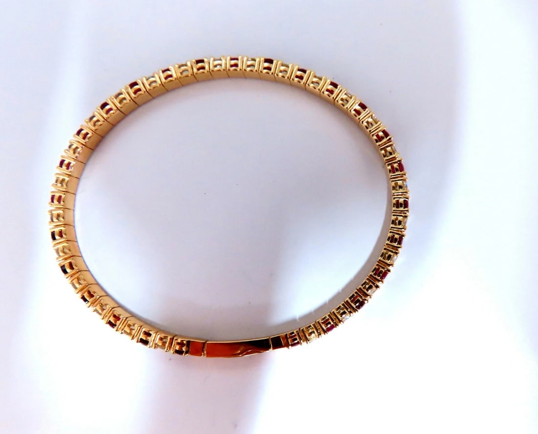 7.80ct natural round cut ruby diamonds bangle bracelet 14kt Flex** - 5