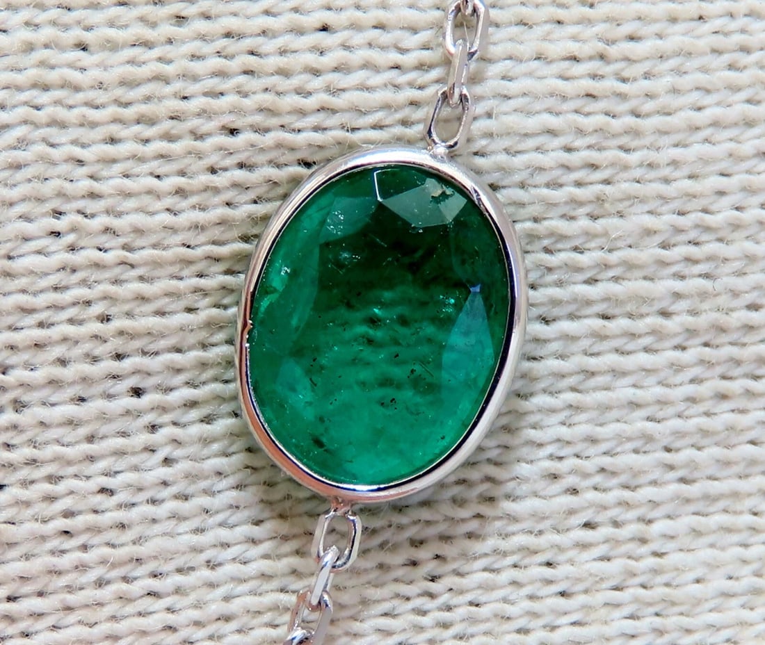 12.88ct. Natural Emeralds Diamonds Yard Necklace 14kt ** - 8