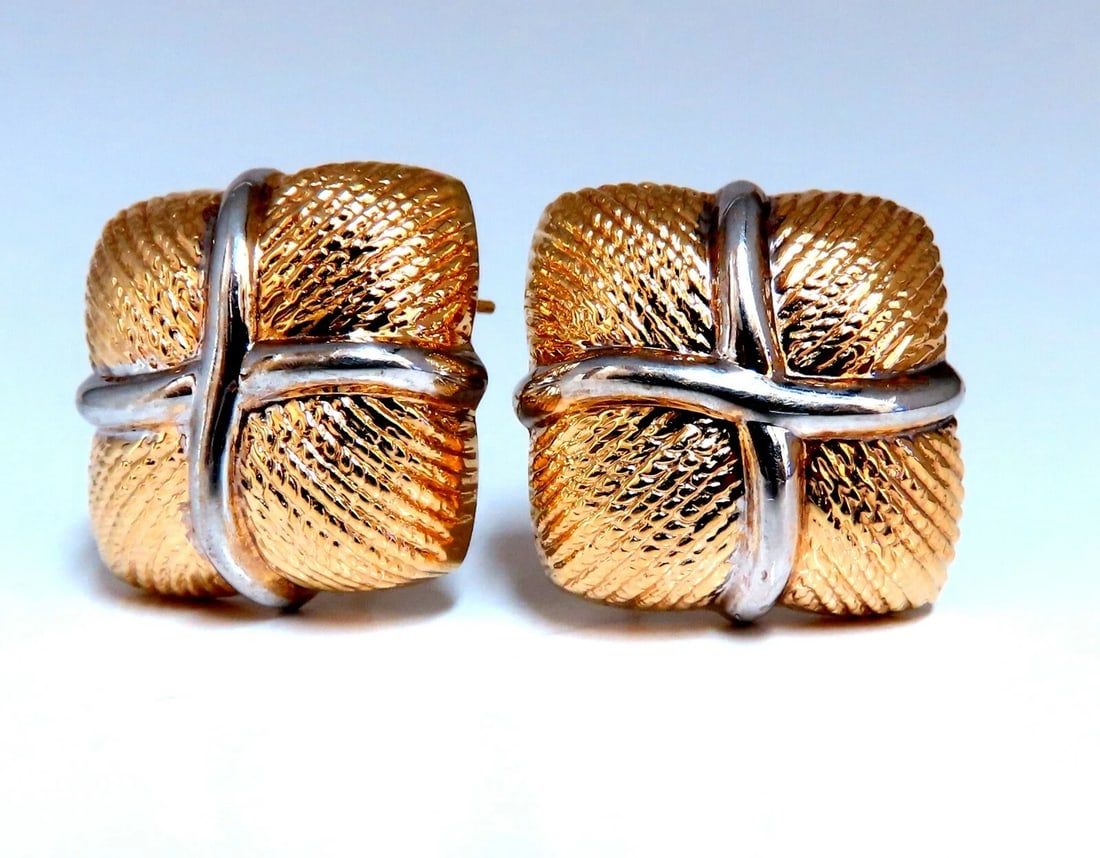 14kt Gold Textured Clip Earrings & Omega** (1 of 5)