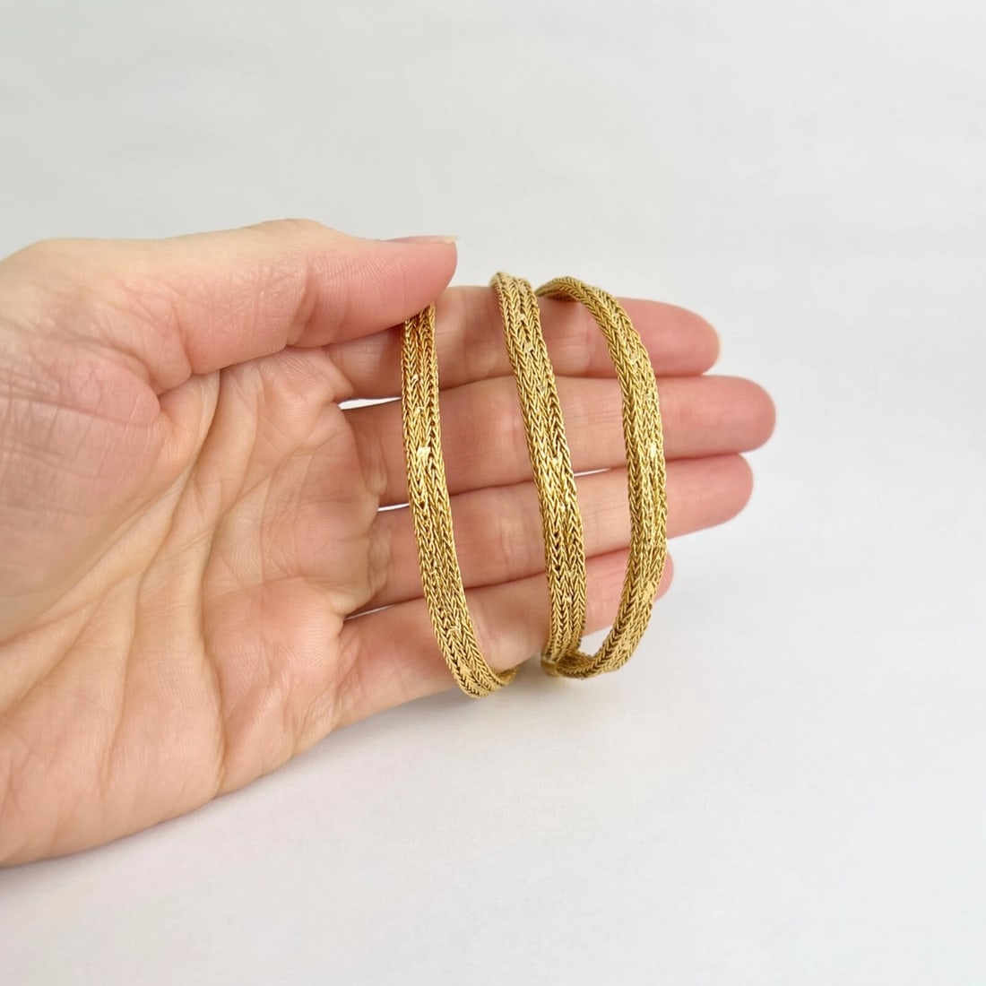 Vintage Woven Wheat Franco Chain Necklace 22K Yellow Gold, 20.5 Inches, 46.82 Gr - 3