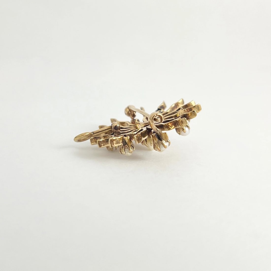 Antique Victorian Pearl Starburst Pendant Brooch 14K Yellow Gold, 6.59 Grams - 7