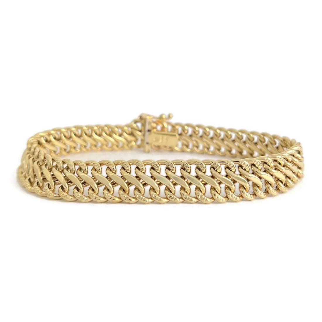Vintage 1960's Italian Wide Woven Chain Bracelet 14K Yellow Gold 7 Inch, 8.66 Gr - 2
