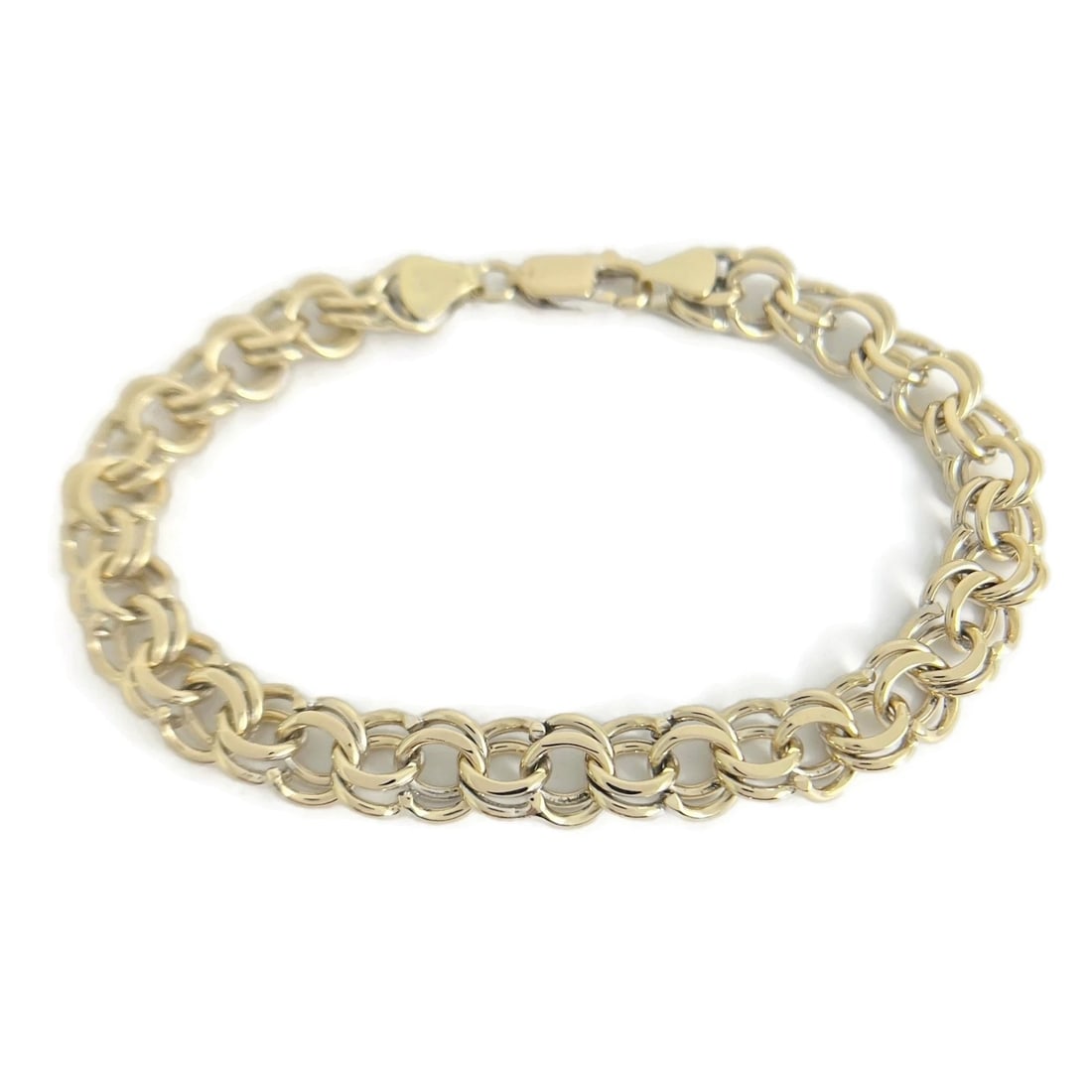 Vintage 1950's Charm Chain Link Bracelet 14K Yellow Gold, 8 Inches, 20.86 Grams - 2