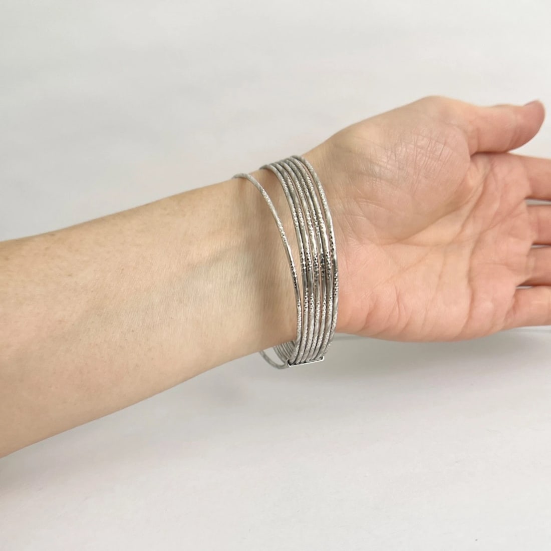 Vintage Stackable Bangle Bracelet Set Sterling Silver, 14.77 Grams - 6