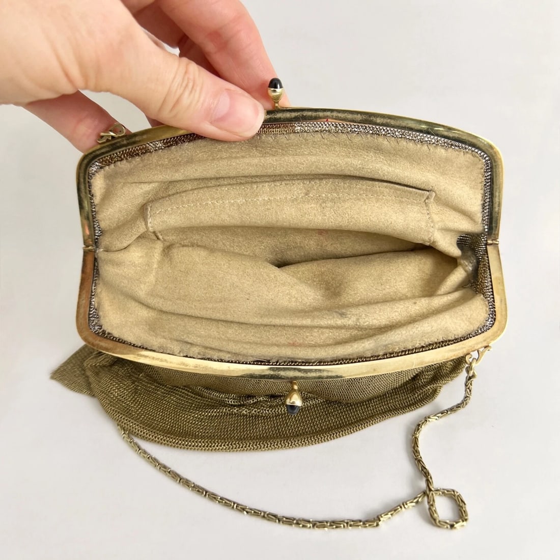 Antique Art Nouveau Mesh Chain Sapphire Purse 14K Yellow Gold, 157.34 Grams - 4