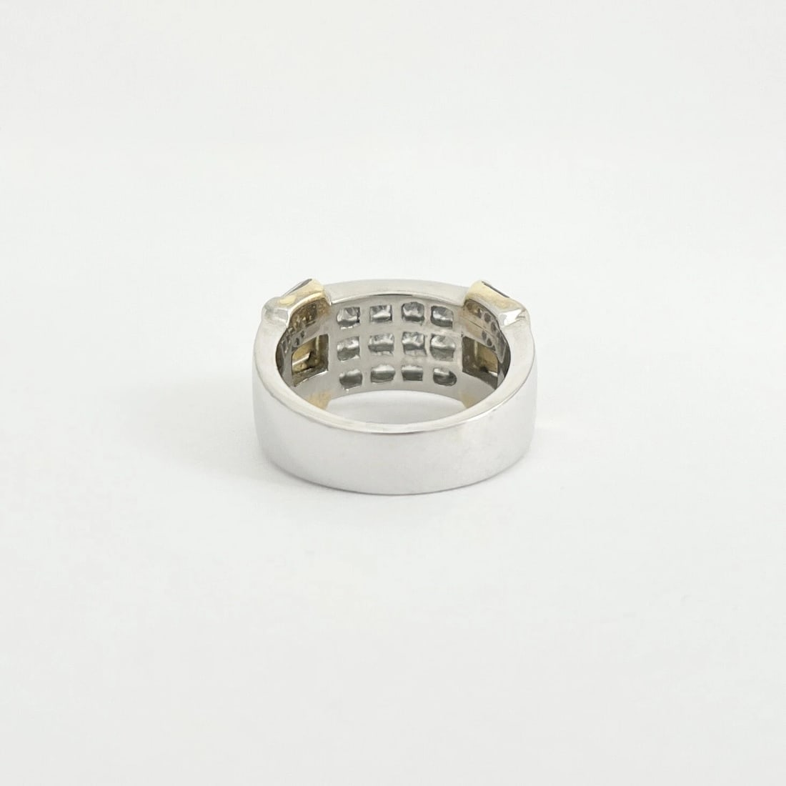 Princess Diamond Invisible Set Two-Tone Band Ring Platinum 18K Gold, 15.86 Gr - 7