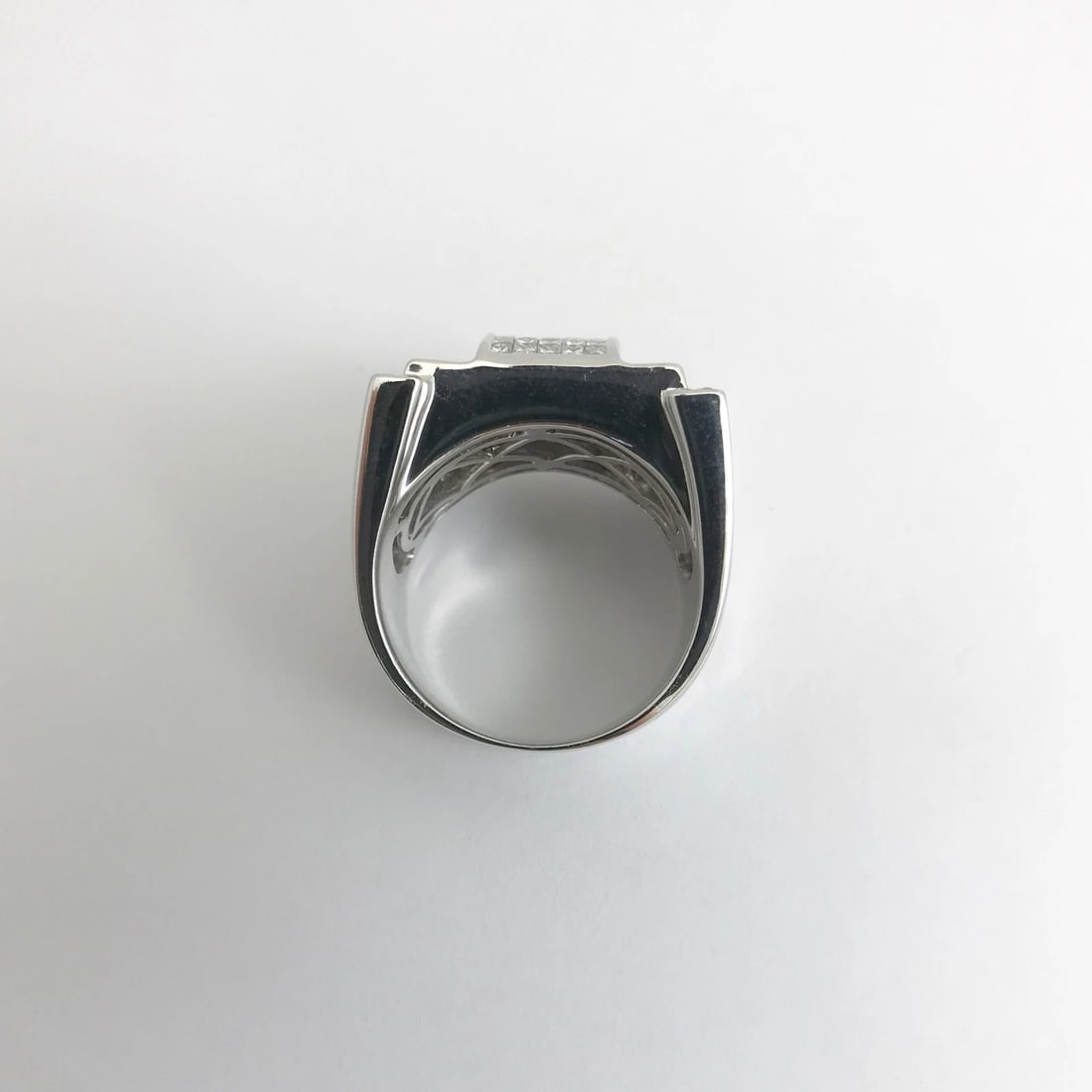 Men's Princess Diamond Invisible Set Ring 14K White Gold, 2.60 CTW, 21.14 Grams - 11