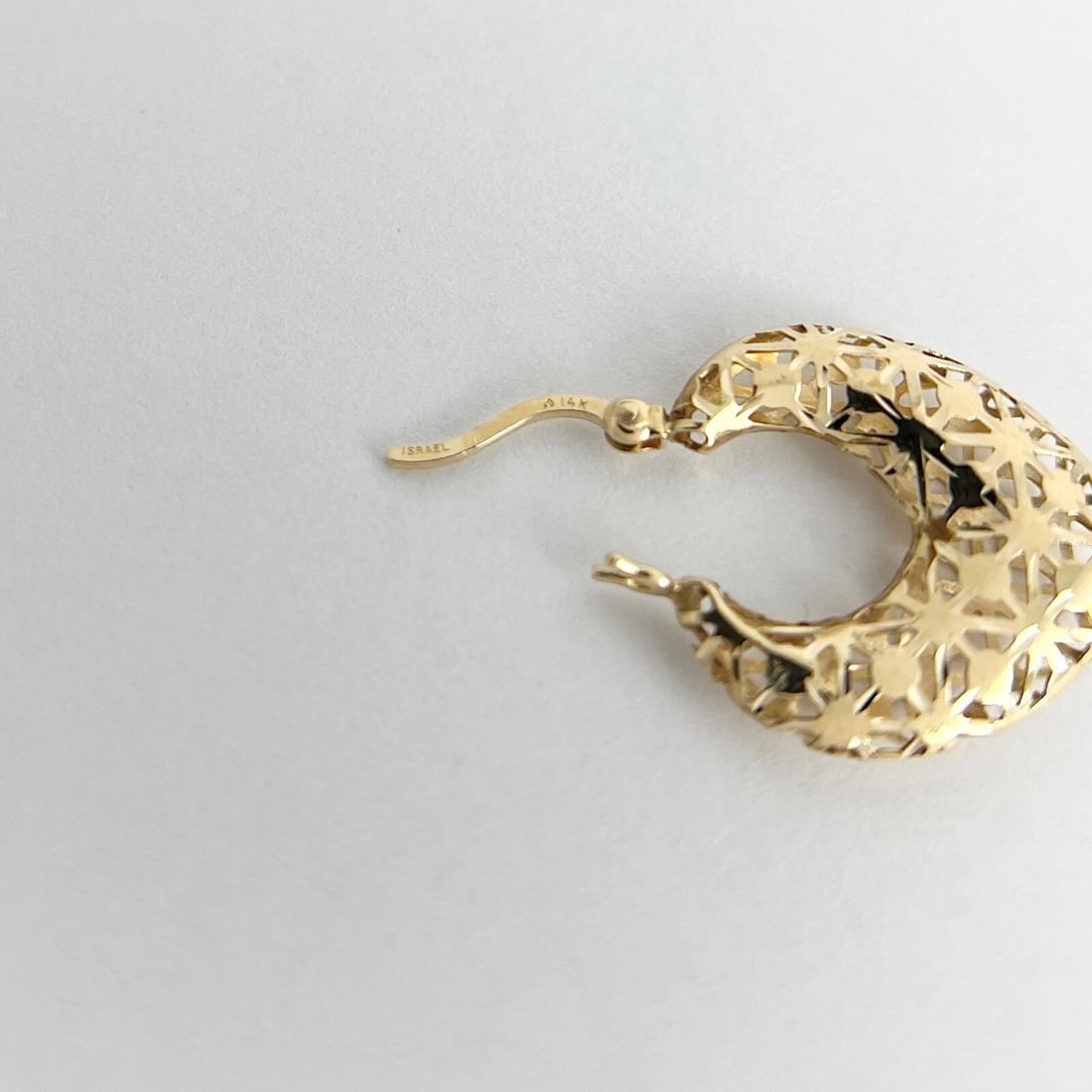 Estate Filigree Pointed Hoop Earrings 14K Yellow Gold, 2.24 Grams - 8