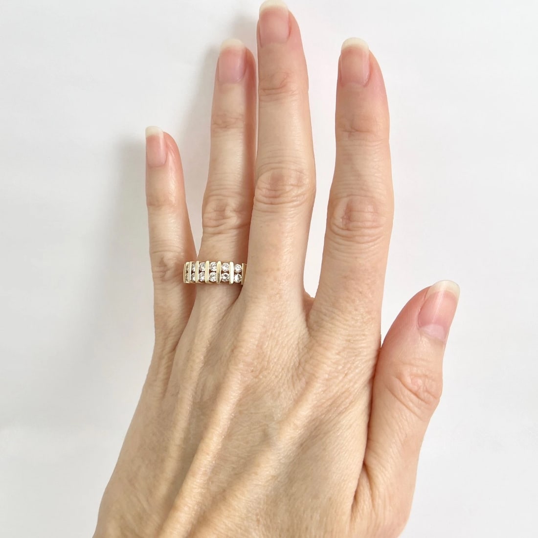 Estate 2-Row Diamond Gemlock-Set Band Ring 14K Yellow Gold .80 CTW, 4.46 Grams - 2