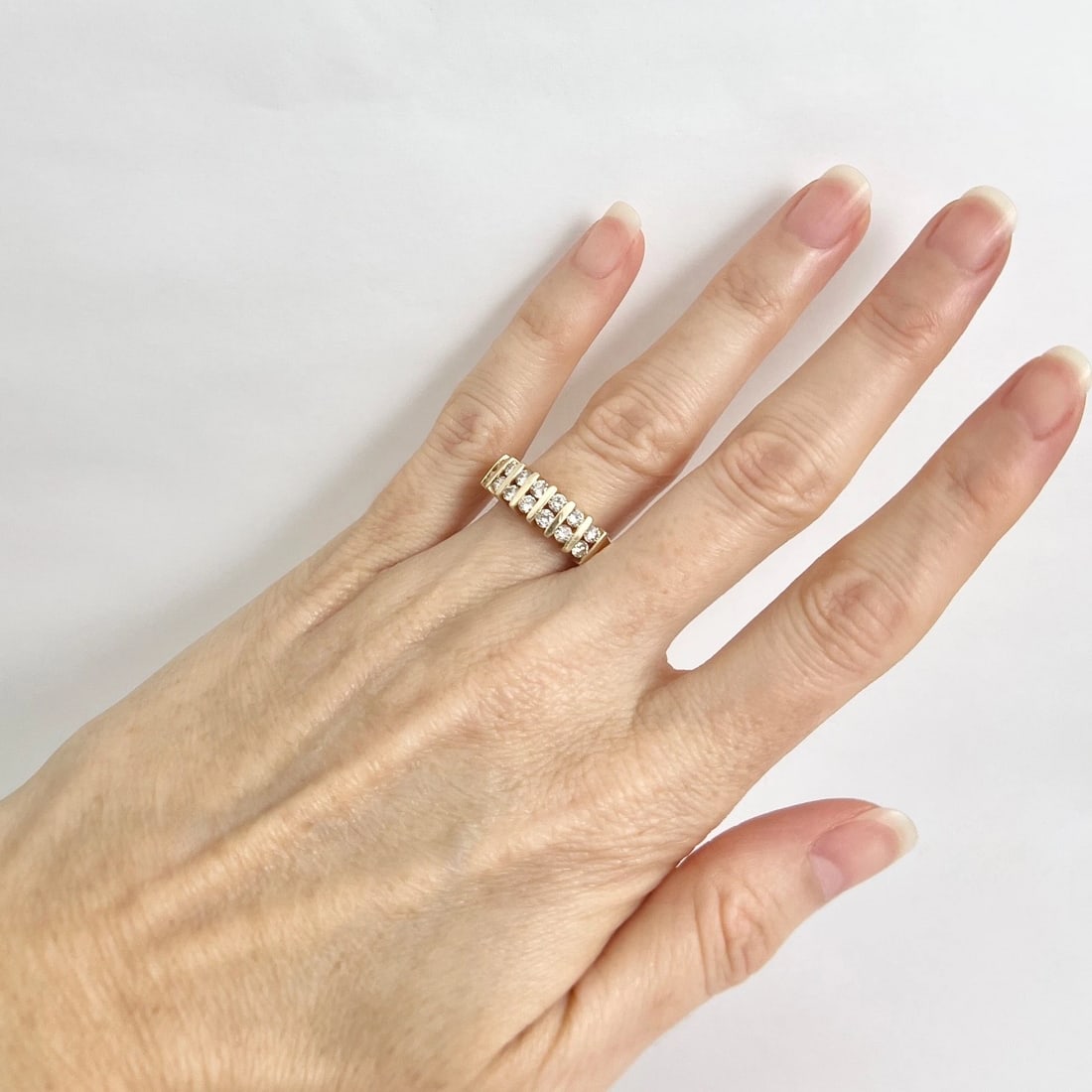 Estate 2-Row Diamond Gemlock-Set Band Ring 14K Yellow Gold .80 CTW, 4.46 Grams - 3