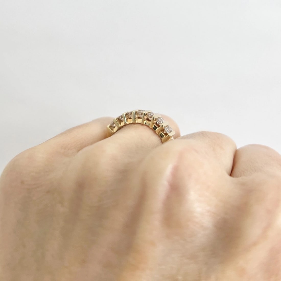 Estate 2-Row Diamond Gemlock-Set Band Ring 14K Yellow Gold .80 CTW, 4.46 Grams - 4