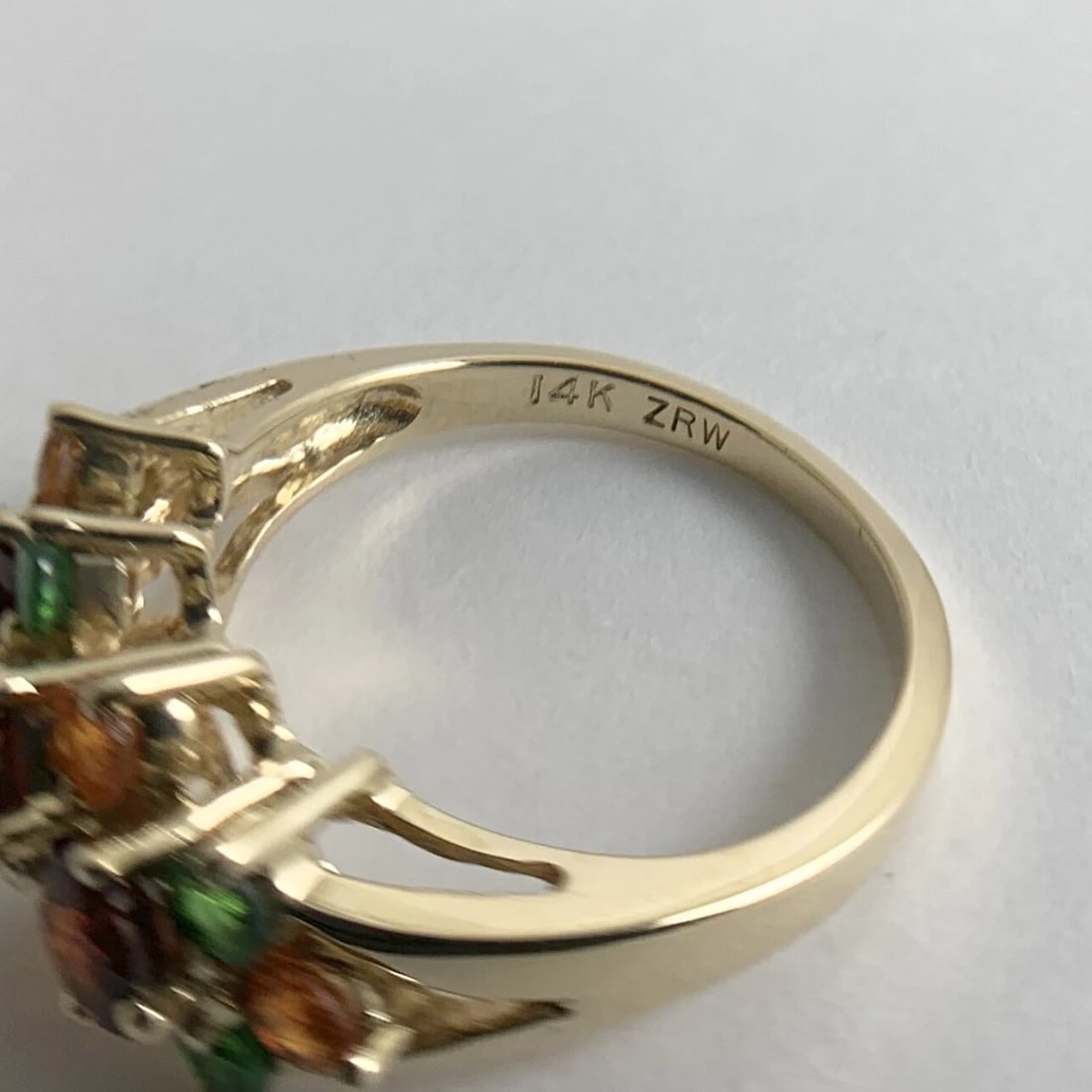 Garnet Emerald Citrine Multicolored Gemstone Ring 14K Yellow Gold, 3.64 Grams - 10