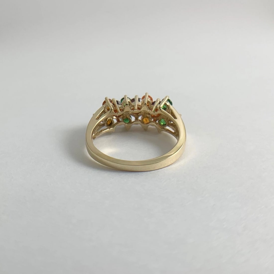 Garnet Emerald Citrine Multicolored Gemstone Ring 14K Yellow Gold, 3.64 Grams - 9