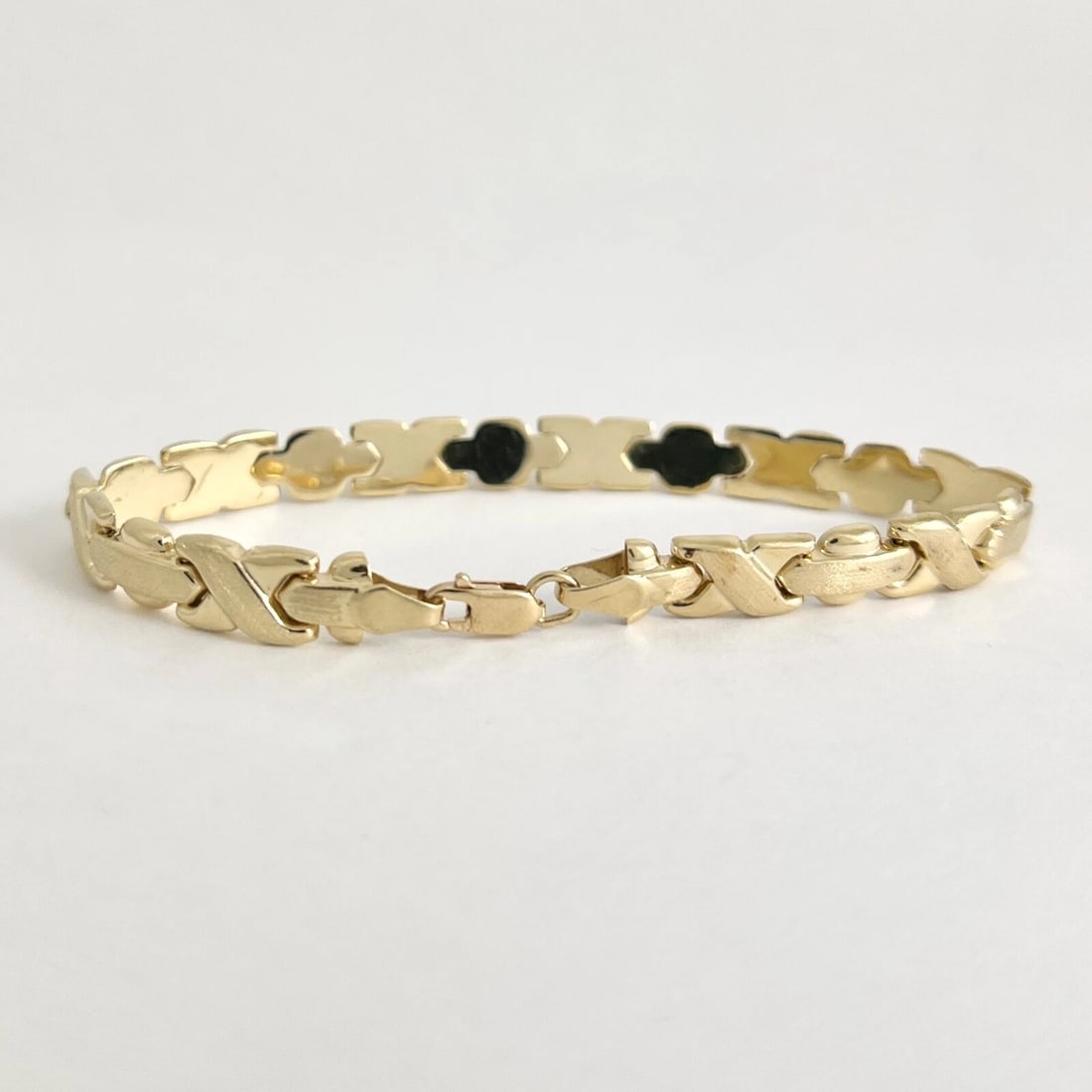 X-Link Bar Chain Bracelet 14K Yellow Gold, 6.4 Inches, 5.38 Grams - 7