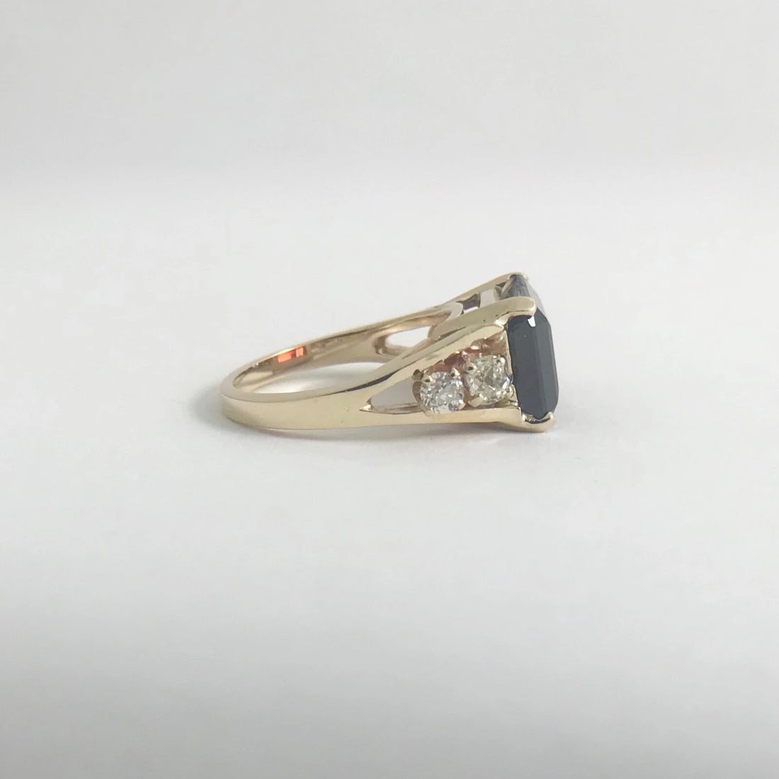 Emerald Cut Red Garnet Diamond Cocktail Ring 14K Yellow Gold, 4.38 CTW, 4.66 Gr - 9