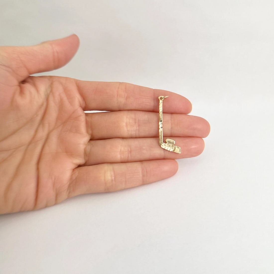 Hockey Stick Pendant Charm 14K Yellow Gold, 1.06 Grams - 2