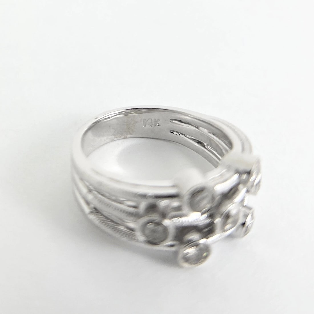 7-Stone Champagne Diamond Bezel Set Ring 14K White Gold, .70 CTW, 7.04 Grams - 7