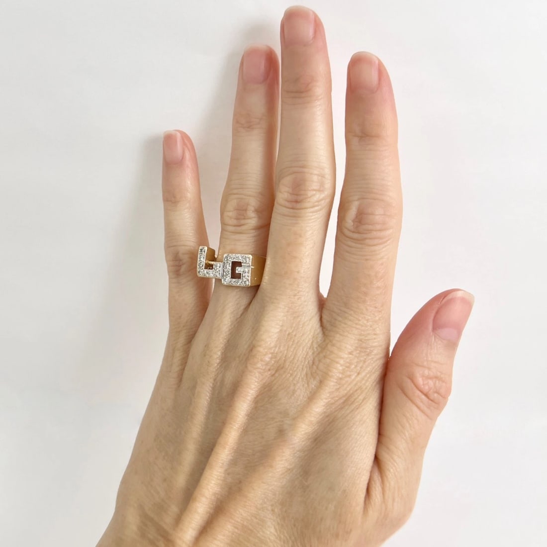 Letter LG Initial Diamond Ring 14K Yellow Gold, 7.90 Grams - 2