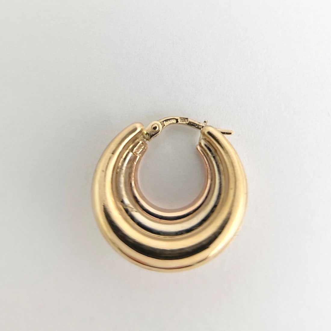 Italian Tri-Color Hoop Earrings 14K Yellow Rose White Gold, 4.18 Grams - 8