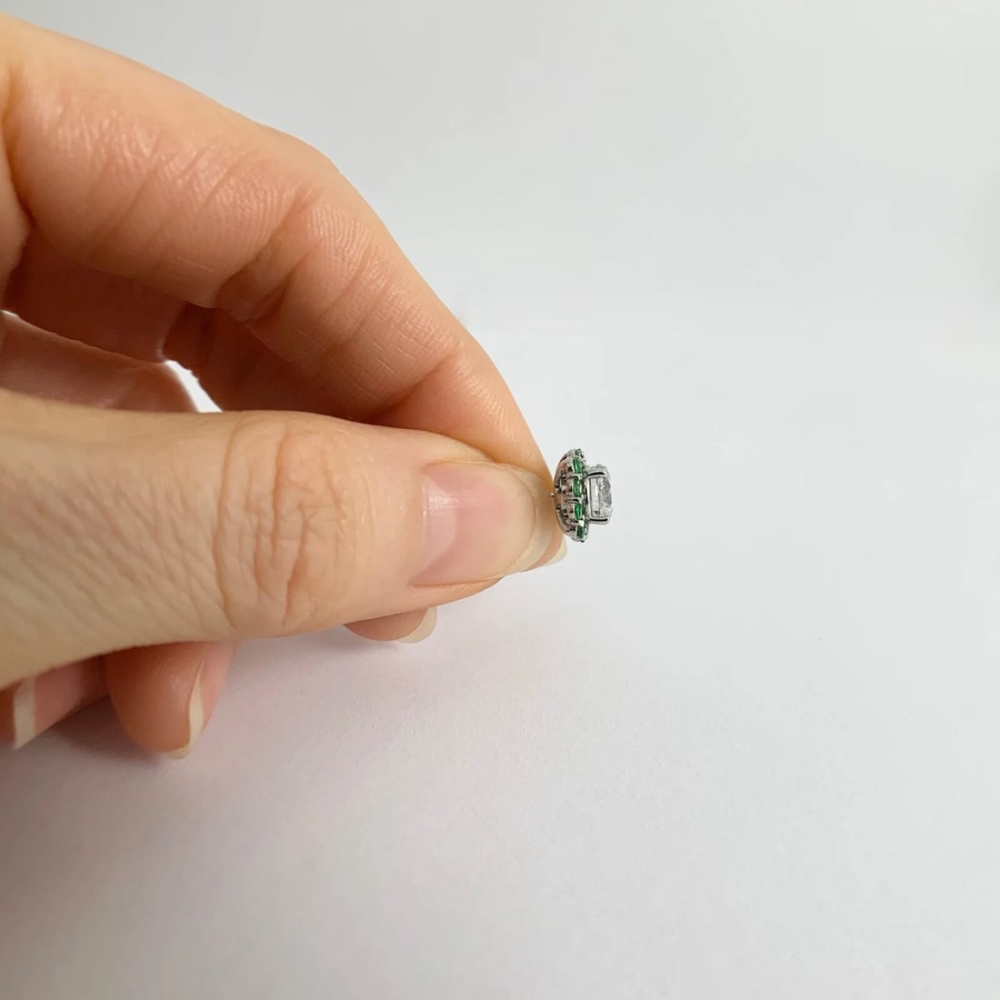 Tsavorite Green Garnet Earring Jackets Enhancers 14K White Gold 1.50 CTW Studs - 4