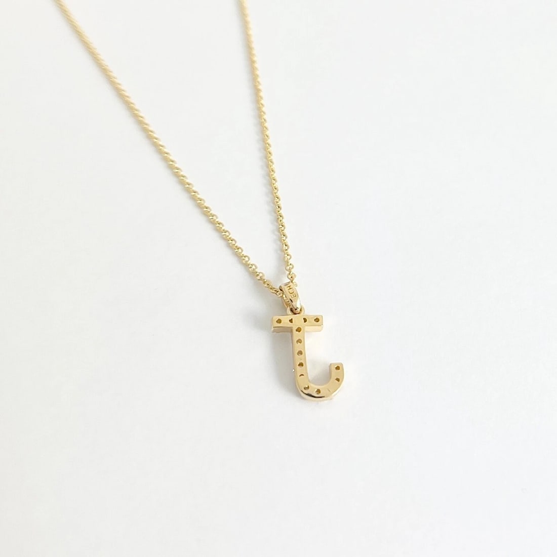 Letter J Initial Diamond Pendant Necklace 14K Yellow Gold .31 CTW - 6