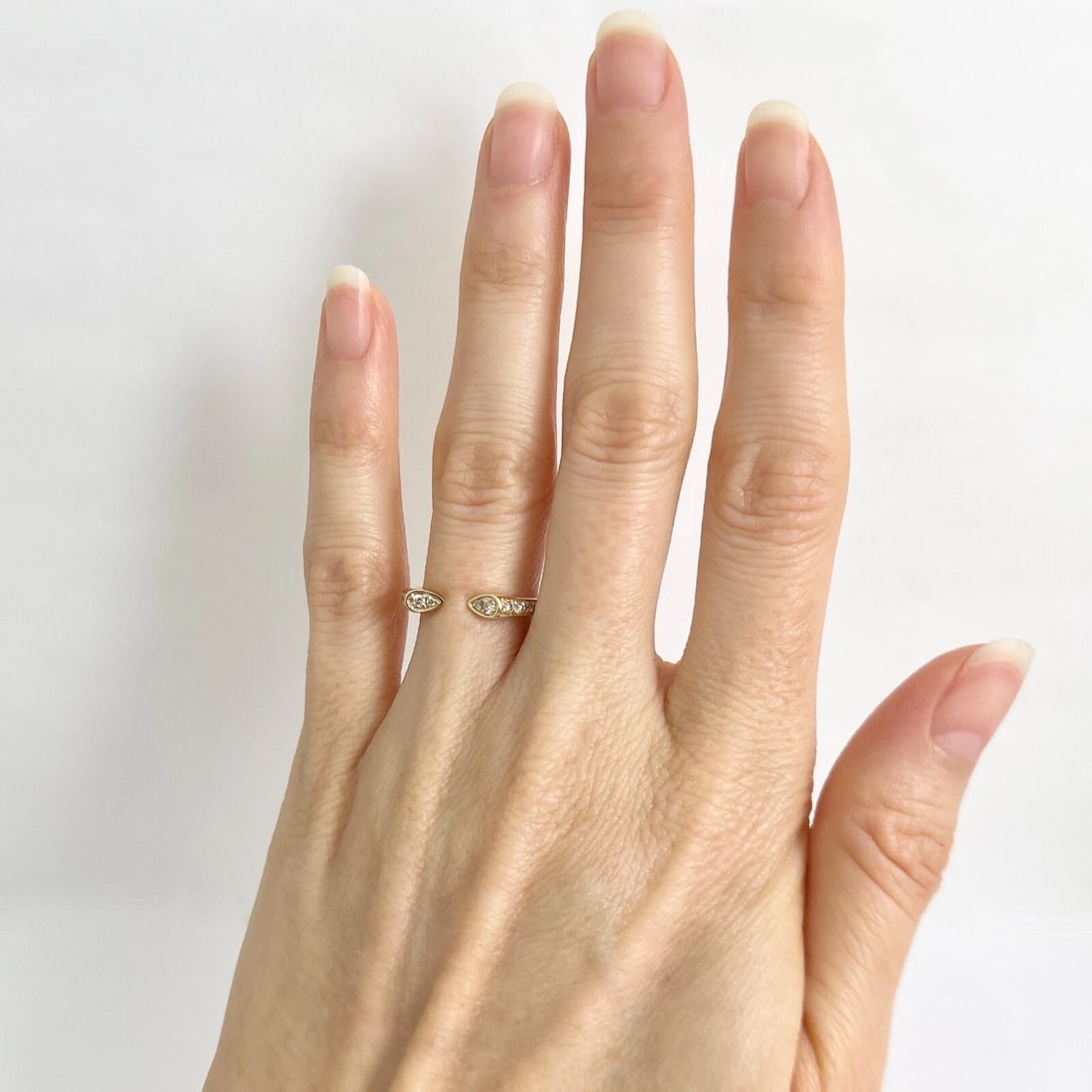 Pave Diamond Open Claw Ring 14K Yellow Gold, Size 6.75 - 2