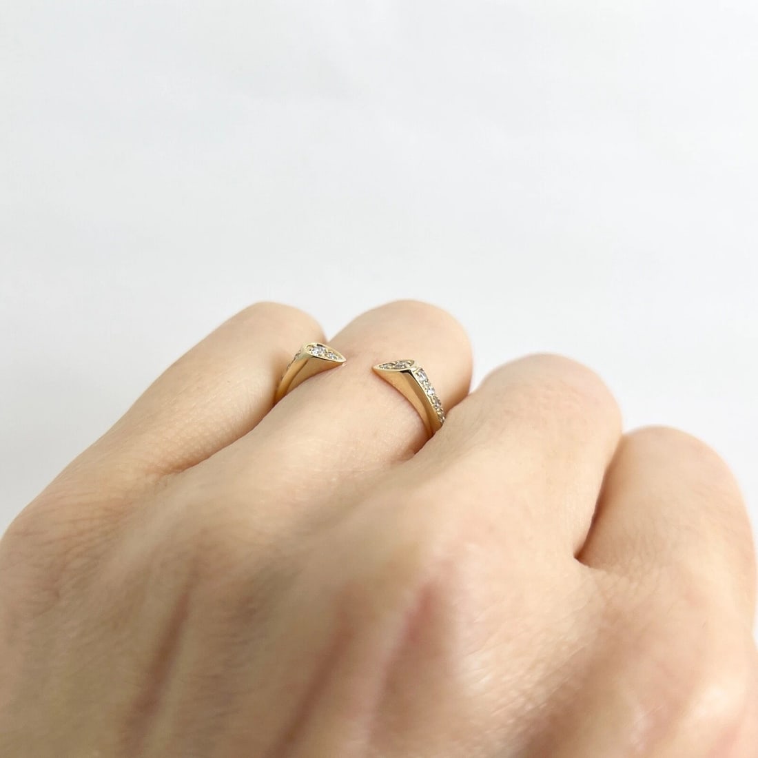 Pave Diamond Open Claw Ring 14K Yellow Gold, Size 6.75 - 5