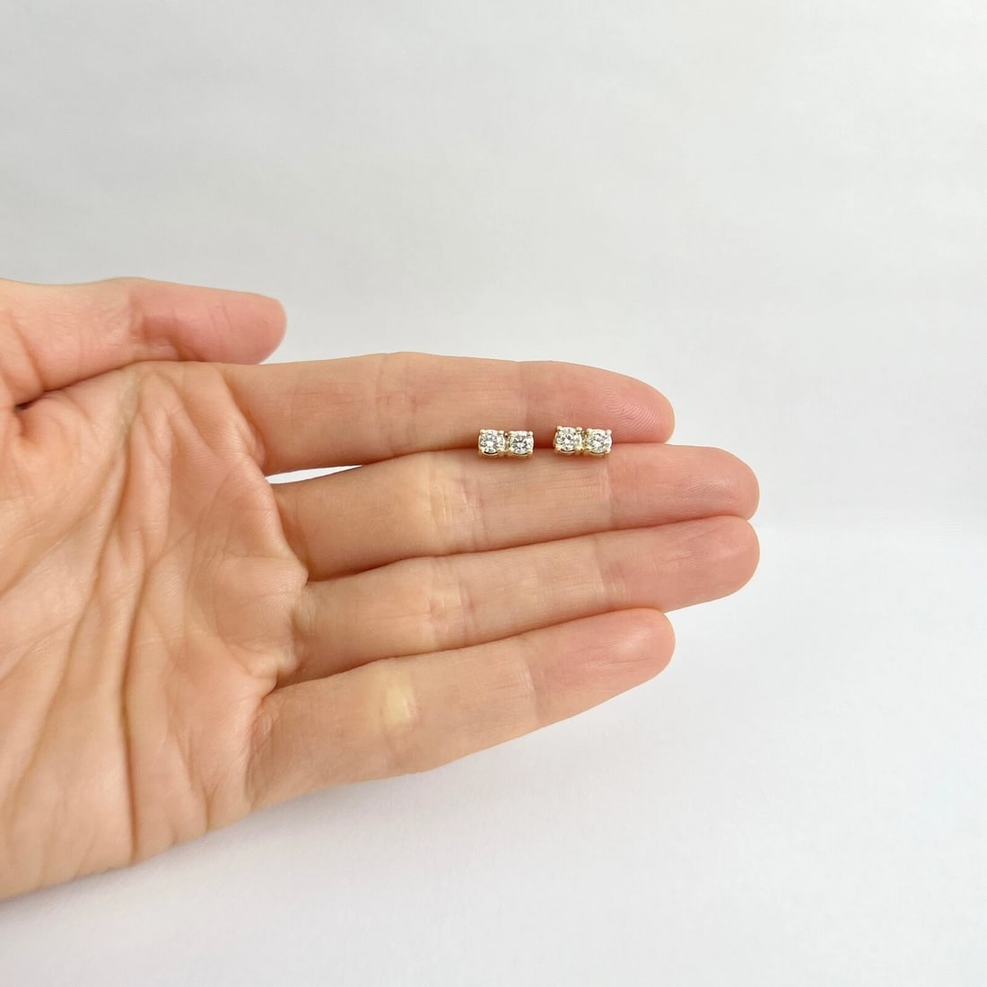 2-Stone Diamond Bar Stud Earrings 14K Yellow Gold .47 CTW - 2