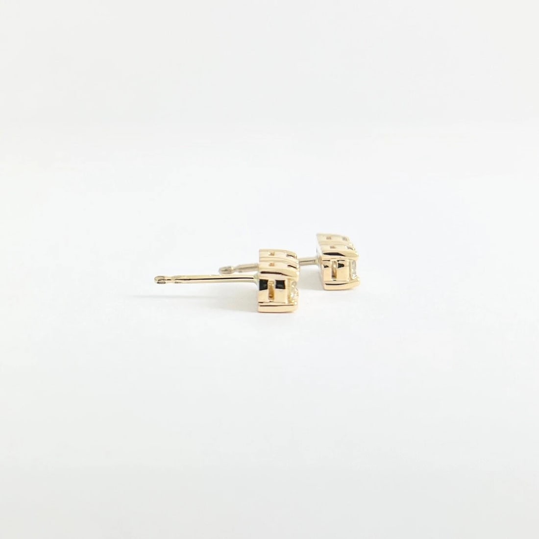 2-Stone Diamond Bar Stud Earrings 14K Yellow Gold .47 CTW - 7