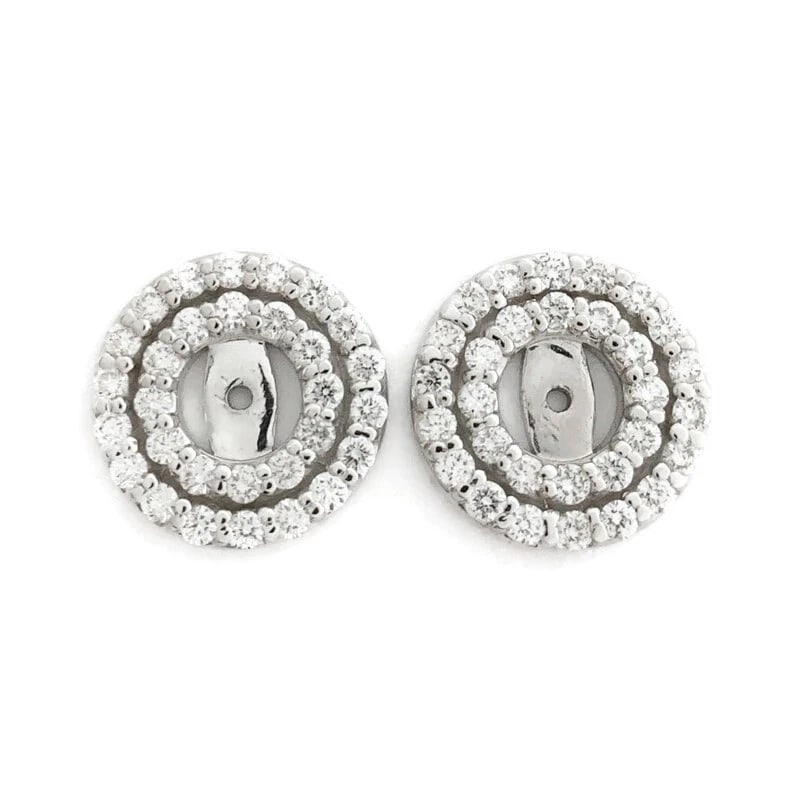 Double Halo Diamond Earring Jackets Enhancers 14K White Gold for 1.00 CTW Studs: Title: Double Halo Diamond Earring Jackets Enhancers 14K White Gold for 1.00 CTW Studs Description: Double Halo Diamond Earring Jackets Enhancers 14K White Gold for 1.00 CTW Studs These are
