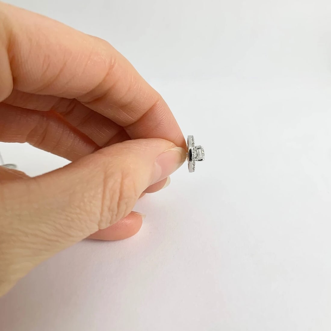 Double Halo Diamond Earring Jackets Enhancers 14K White Gold for 1.00 CTW Studs - 4