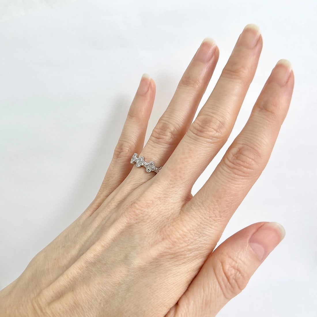 Cluster Diamond Clover Milgrain Statement Ring 14K White Gold, .51 CTW - 4