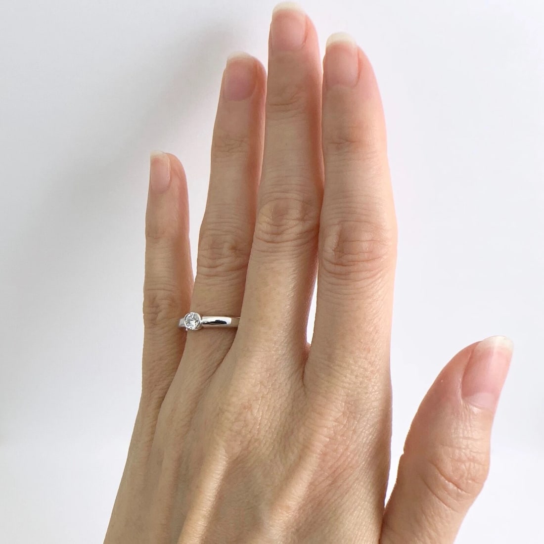 Round Diamond Half Bezel Tube Stackable Solitaire Ring 14K White Gold .25 CT - 4