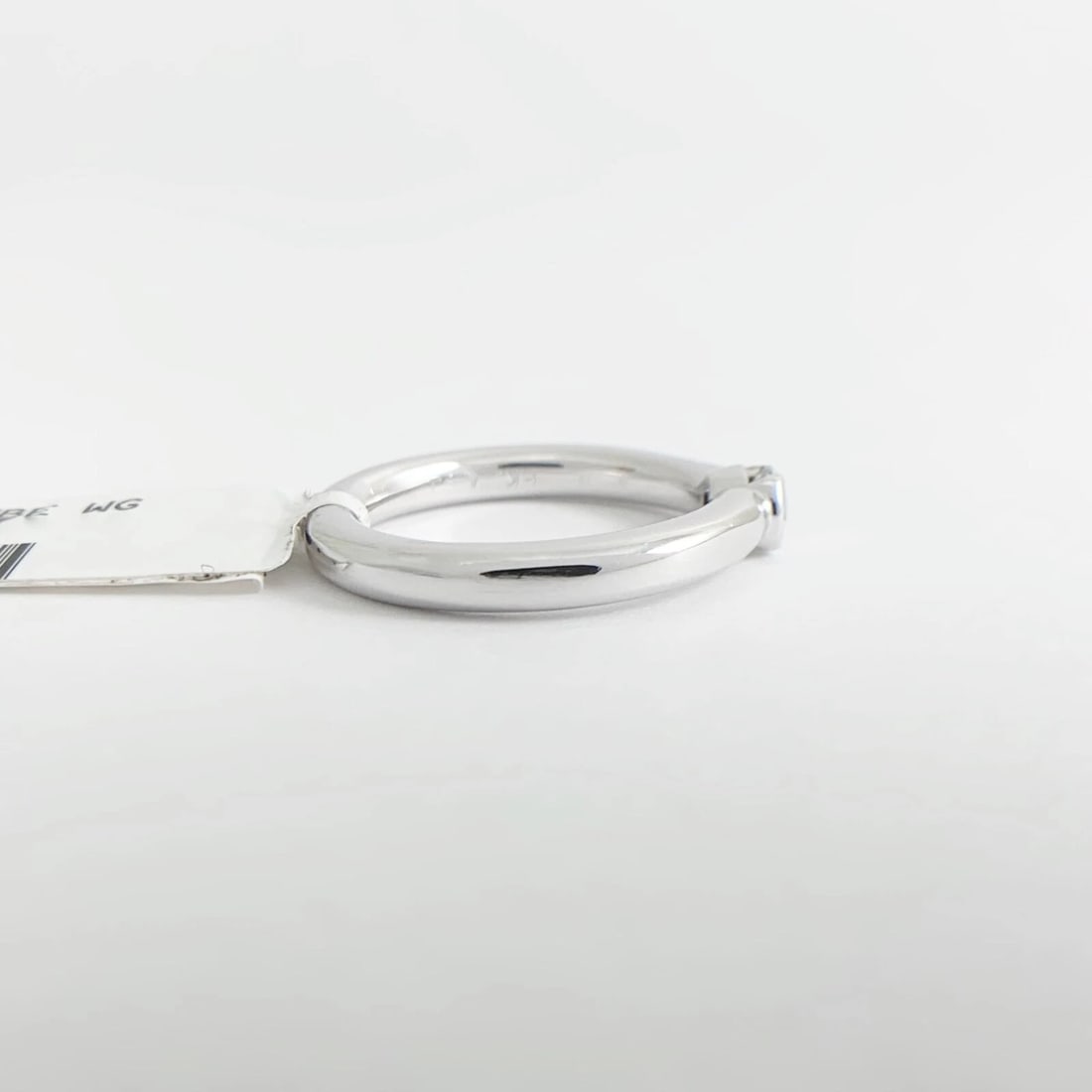 Round Diamond Half Bezel Tube Stackable Solitaire Ring 14K White Gold .25 CT - 9