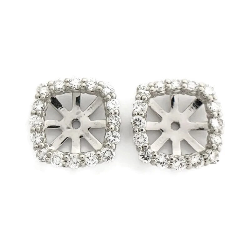 Cushion Diamond Halo Earring Jackets Enhancers 14K White Gold for 3.00 CTW Studs: Title: Cushion Diamond Halo Earring Jackets Enhancers 14K White Gold for 3.00 CTW Studs Description: Cushion Diamond Halo Earring Jackets Enhancers 14K White Gold for 3.00 CTW Studs These are