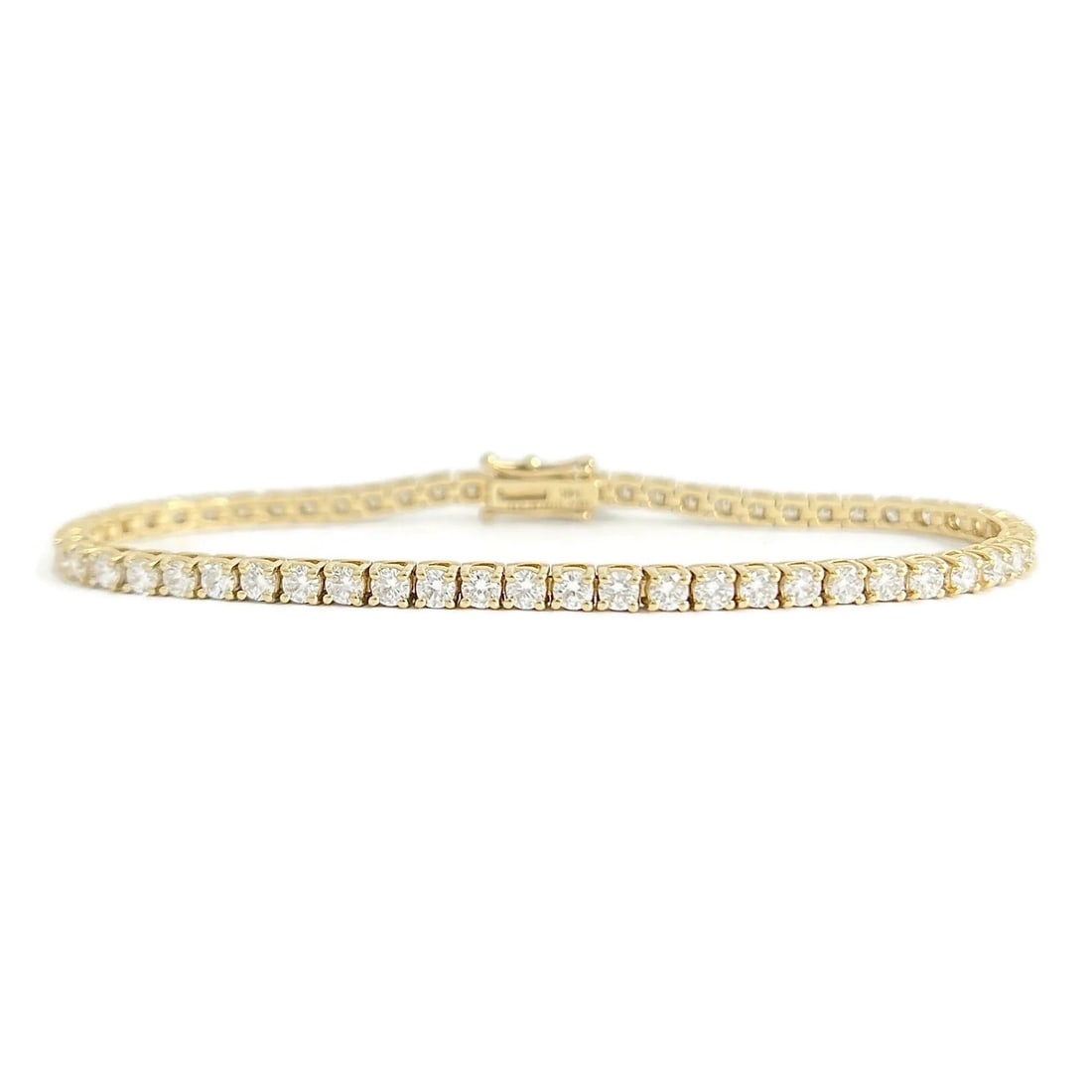 Round Lab-Created Diamond Tennis Bracelet 14K Yellow Gold, 7 Inches, 4.14 CTW: Title: Round Lab-Created Diamond Tennis Bracelet 14K Yellow Gold, 7 Inches, 4.14 CTW Description: Round Lab-Created Diamond Tennis Bracelet 14K Yellow Gold, 7 Inches, 4.14 CTW This is a gorgeous and c