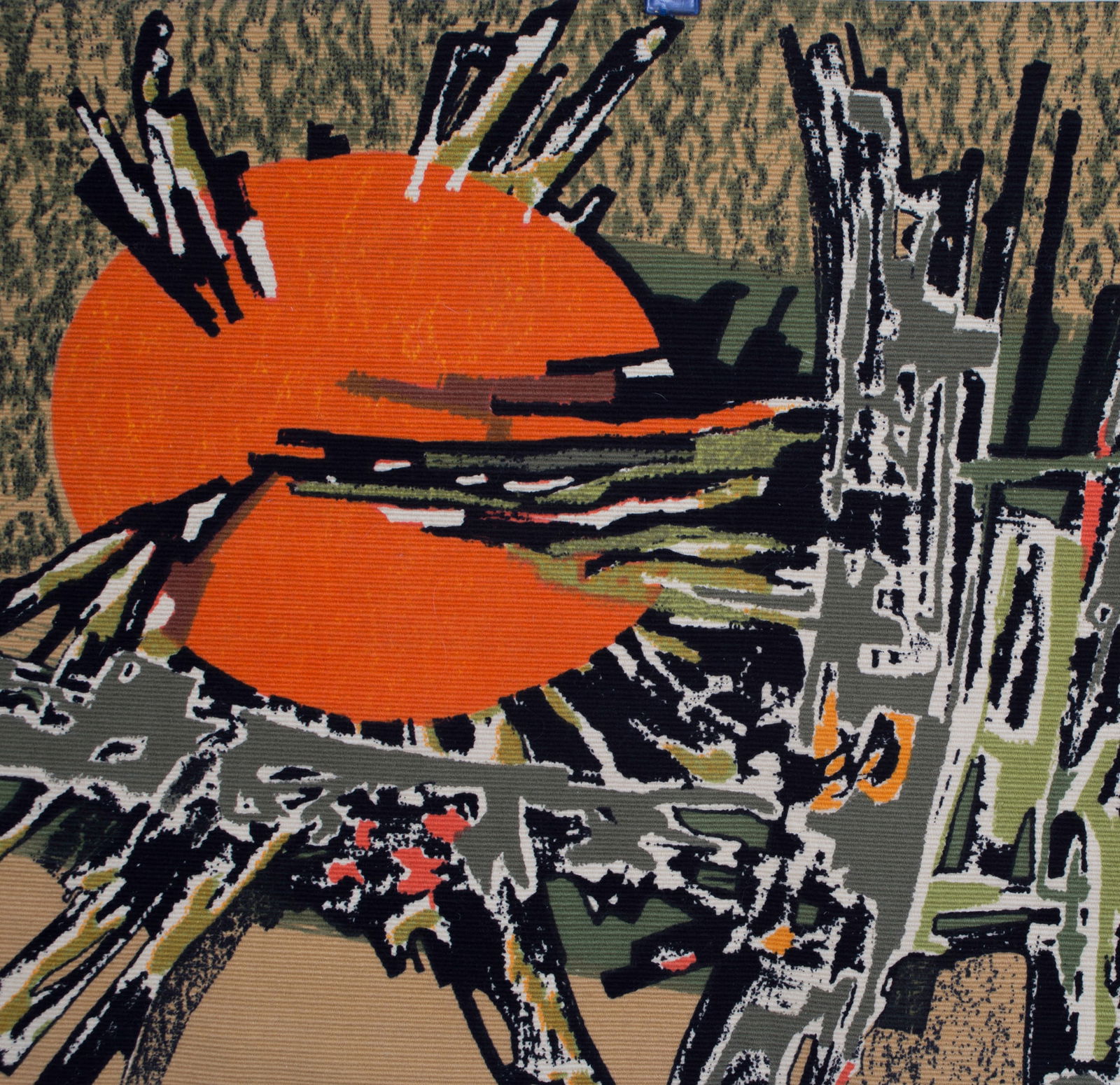 Long Fumeron tapestry Samourai wool fabric Robert Four signed - 4