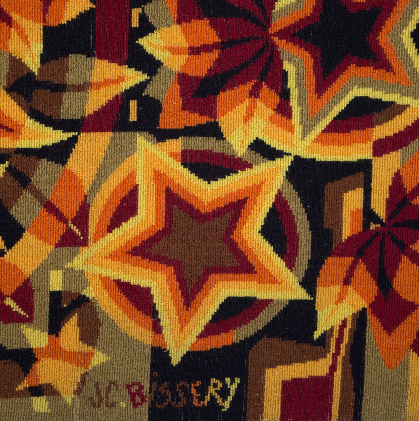 Bissery mid century wool tapestry modernist ""les etoiles " Stars - 4